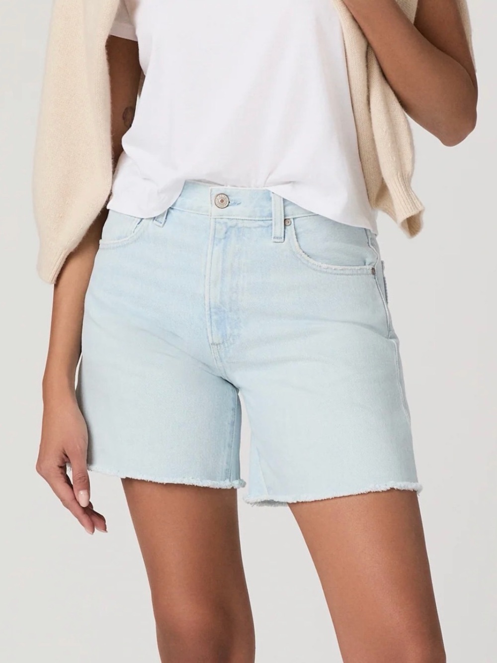 PAIGE Archie Light Wash Denim Jean Shorts